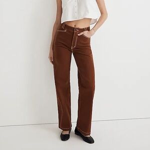 Madewell Emmett 2.0 Wide-Leg Pants Garment-Dyed Edition Clifftop Brown NWT
